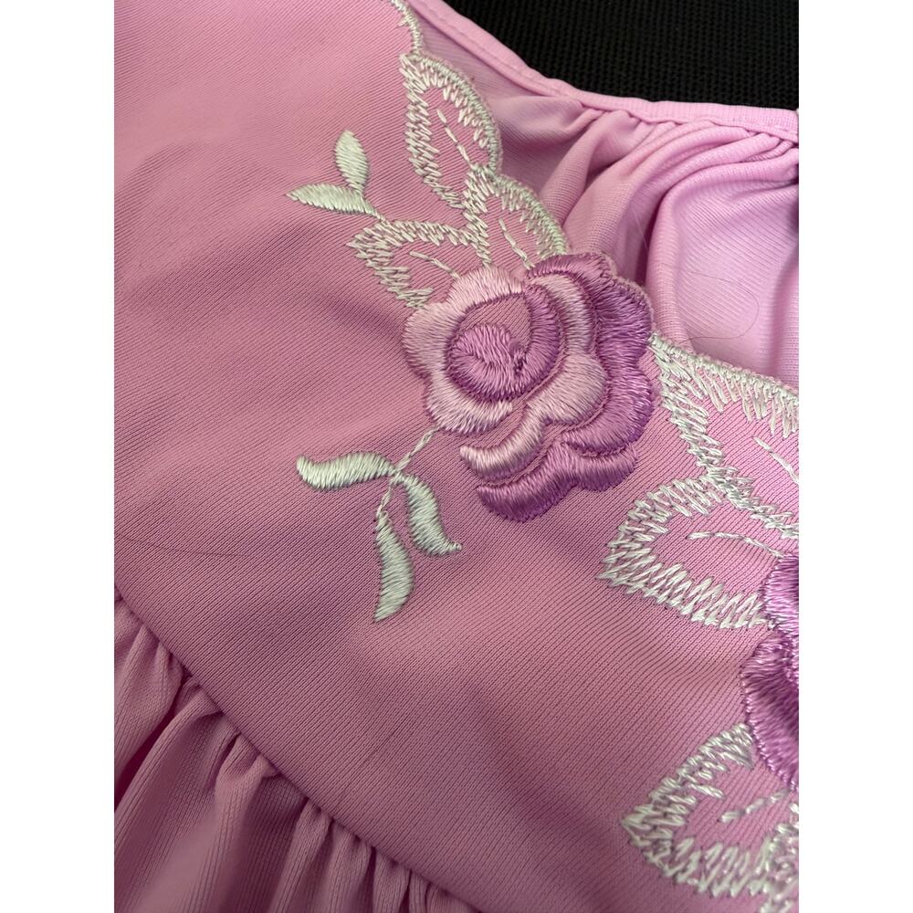 Vintage Shadowline Pink Petals Nightgown - Size L - Maxi Flutter Princess - Picture 3 of 5